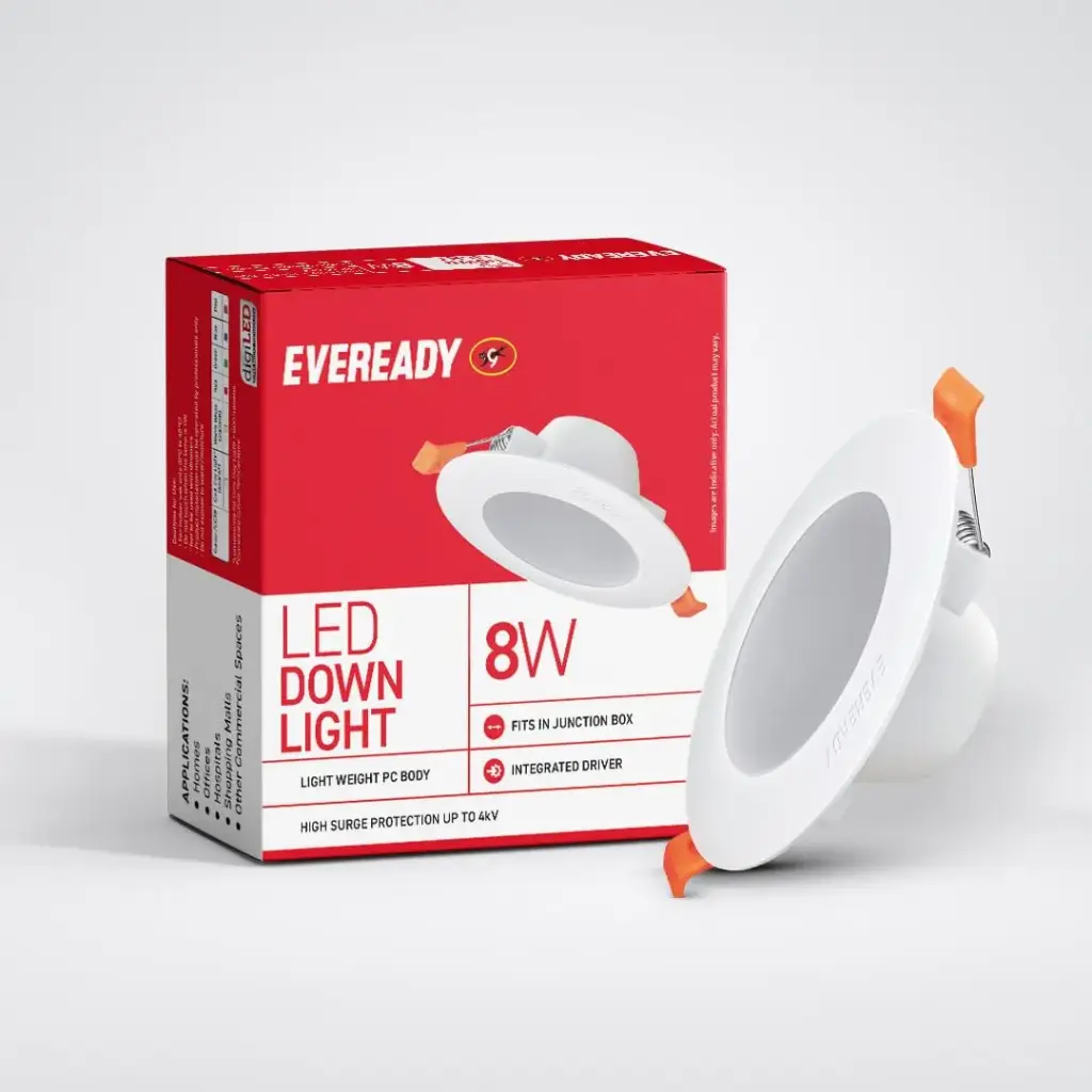 Everady LED 8W Downlight for Junction Box Round | 6500K Lumen |3 inch Cutout, 22mm Height | High Voltage Protection Upto 4KV | DOS111112