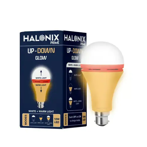 Halonix 10W Up Down Glow Yellow & White 3 modes led bulb | Switch On-Switch Off to change led bulb color | Decorative led bulb 