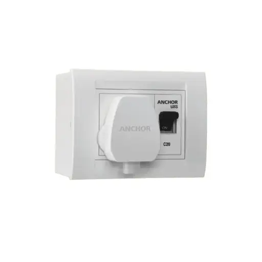 Anchor by Panasonic Roma Classic Modular Ac Box With Mini Mcb, 98489 "Modular Surface AC Box With 20A SP MCB, Without Enclosure & Unbreakable Heavy Duty with ISI Plug Top , DOS98489 