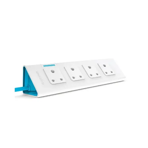 Anchor by Panasonic 22064 6A, Acute Power Strip 4 Socket, 4 Switch, 4m | Extension Flexi Cord with Universal Socket With Indicator & Handle | Blue & White | DOS22064 