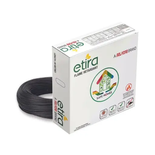 Polycab Etira PVC Insulated Copper Cable 90m, 2.50 sqmm - Heat Resistant, Eco Friendly, Flame Retardant, Low Smoke [Black] DOS10147