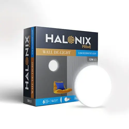 Halonix Prime 12W Round Wall De-Light Slim Surface downlighter | CCT-6500K Cool Day Light Wall lamp |Easy Push fit Installation | Ceiling and Wall downlighter | Slim Decorative Wall Light |