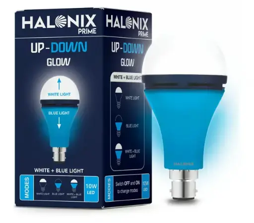 Halonix 10W Up Down Glow Blue & White 3 modes led bulb | Switch On-Switch Off to change led bulb color | Decorative led bulb