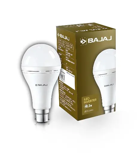 Bajaj LEDZ 8.5W Rechargeable Emergency Inverter LED Bulb, Cool Day Light, White, Upto 4 Hours Battery, B22D