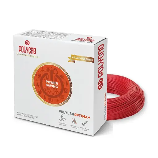 Polycab Optima Plus PVC Insulated Copper Cable 90m,2.50 sqmm - Heat Resistant, Eco Friendly, Flame Retardant, Low Smoke [Red] DOS10115