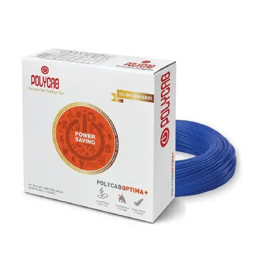 Polycab Optima Plus PVC Insulated Copper Cable 90m, 1.50 sqmm - Heat Resistant, Eco Friendly, Flame Retardant, Low Smoke [Blue] DOS10116