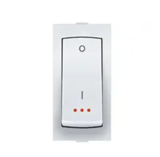 Anchor Ziva Modular Switch, 68025 25A, SP 1 Way Switch with Indicator, 1 Module (ISI) | White | DOS68025