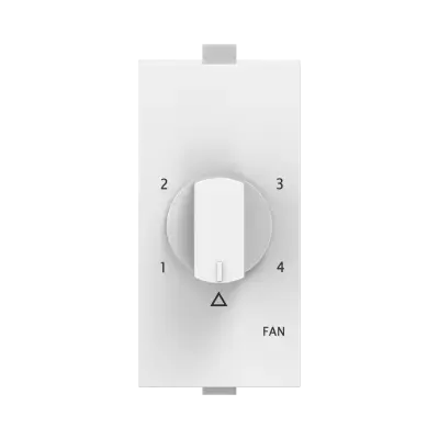 Polycab Levana Modular Fan Regulator, Fan Regulator 4 - Step Fan Regulator White 1 Module 4-step 360-deg. Fan Regulator 1m Levana