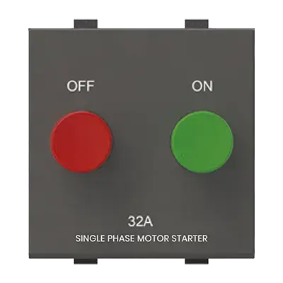 Polycab Levana Modular Fan Regulator, 32a Motor Starter 32 Ampere Magnesium Grey 2 Module 32a 1p+n Motor Starter Switch 2m Levana (Mag.grey)