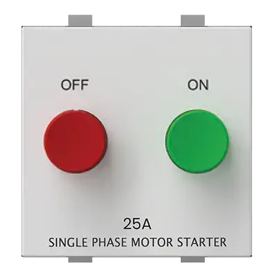 Polycab Levana Modular Fan Regulator, 32a Mator Starter White 2 Module 32a 1p+n Motor Starter Switch 2m Levana