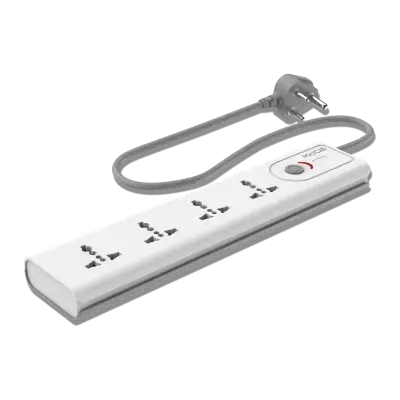 Polycab Accessories Extension Board, 3-Pin, 4+1, 1.5 Mtr Spike Guards 6 Ampere White+Grey 6A, 3 PIN 4+1 Power Strip