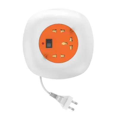 Polycab Accessories Spike Guards, 3-Pin, 4+1, 3 Mtr Spike Guards 6 Ampere Orange+White 4-way Extension Board With Surge Protection, cord-Length 3 meter2Pin 5 Mtr Flex Boxes 6 Ampere Orange+White 2 Pin Flex Box With 5 Meter
